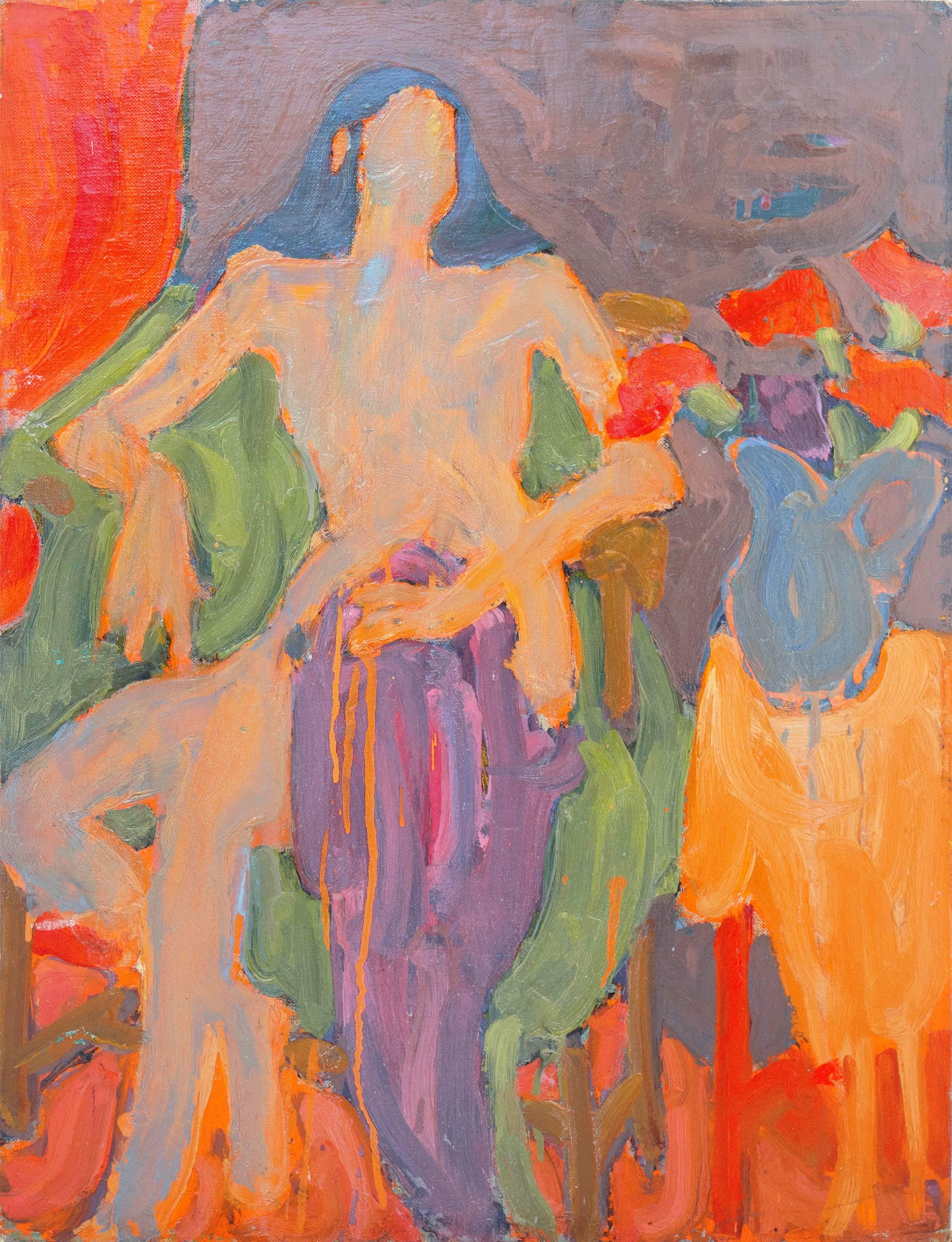 Victor Di Gesu Figurative Painting - California Post-Impressionist 'Seated Nude', Louvre, LACMA, Académie Chaumière