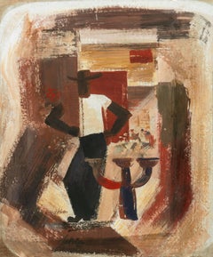 'Cubist Figural', American Modernist Gouache