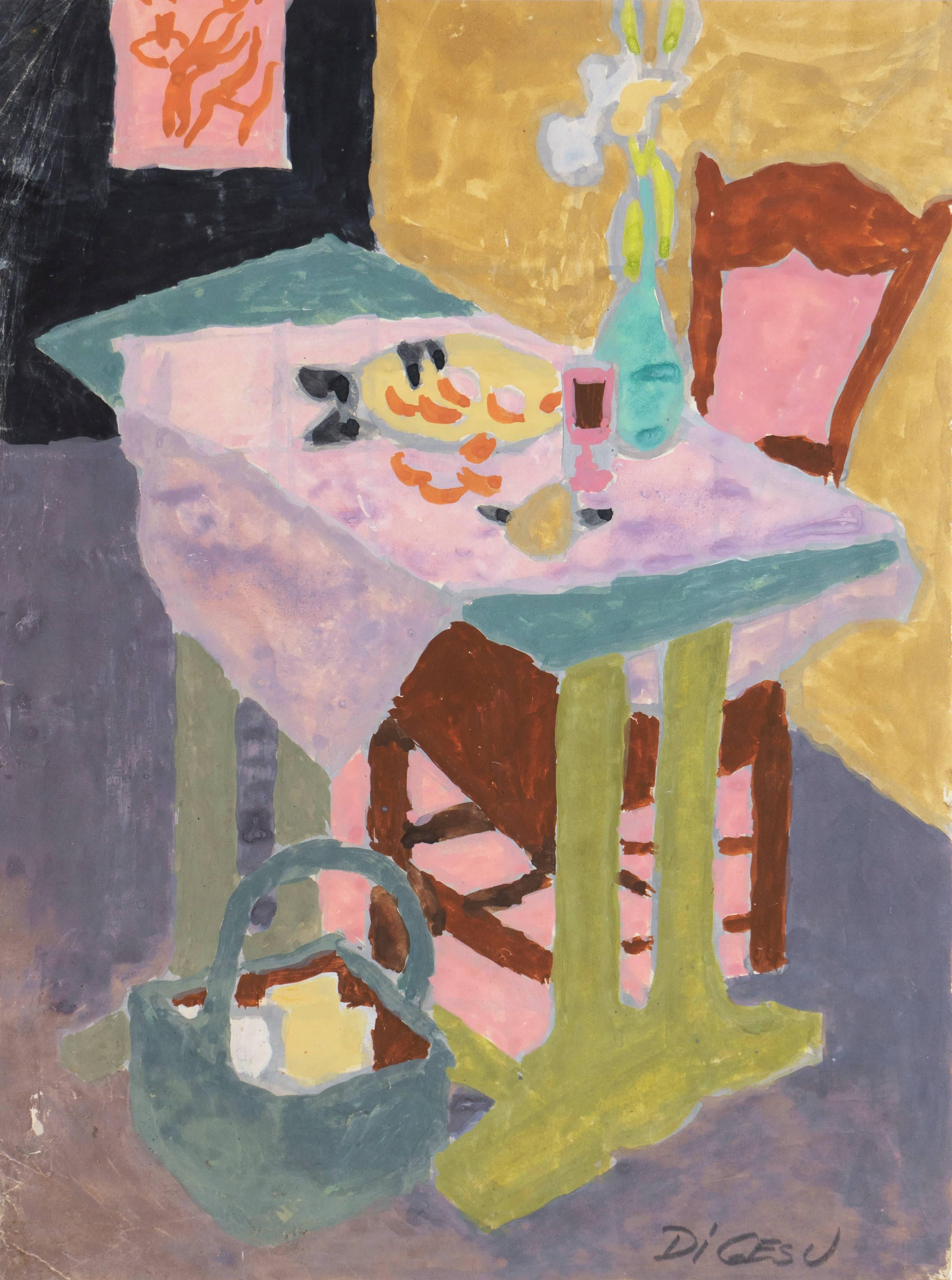 Victor Di Gesu Interior Painting - Interior with Green Table
