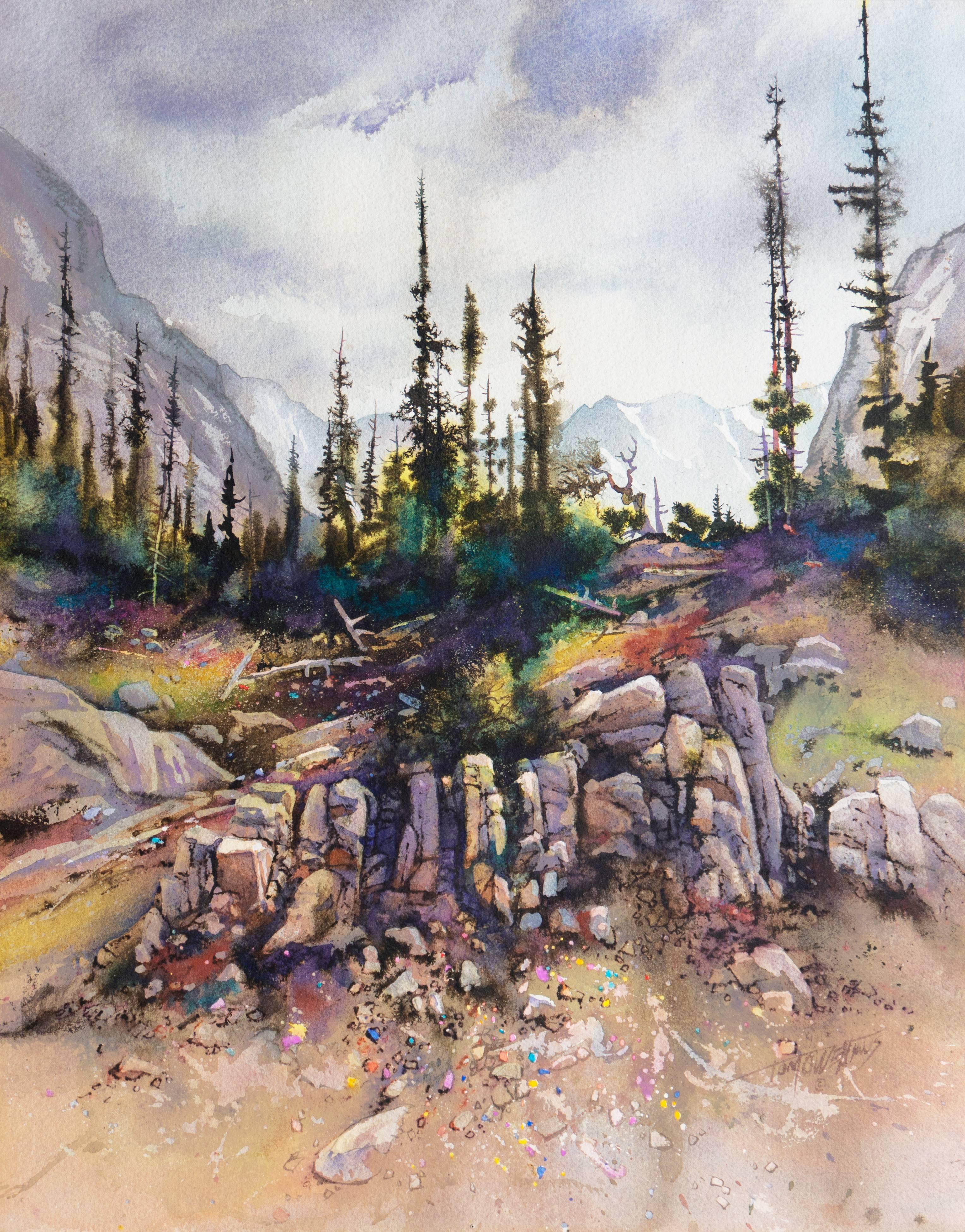 Thomas J. Owen Landscape Art - Large Western watercolor, 'Grand Tetons, Wyoming', AWS, NWS Artist