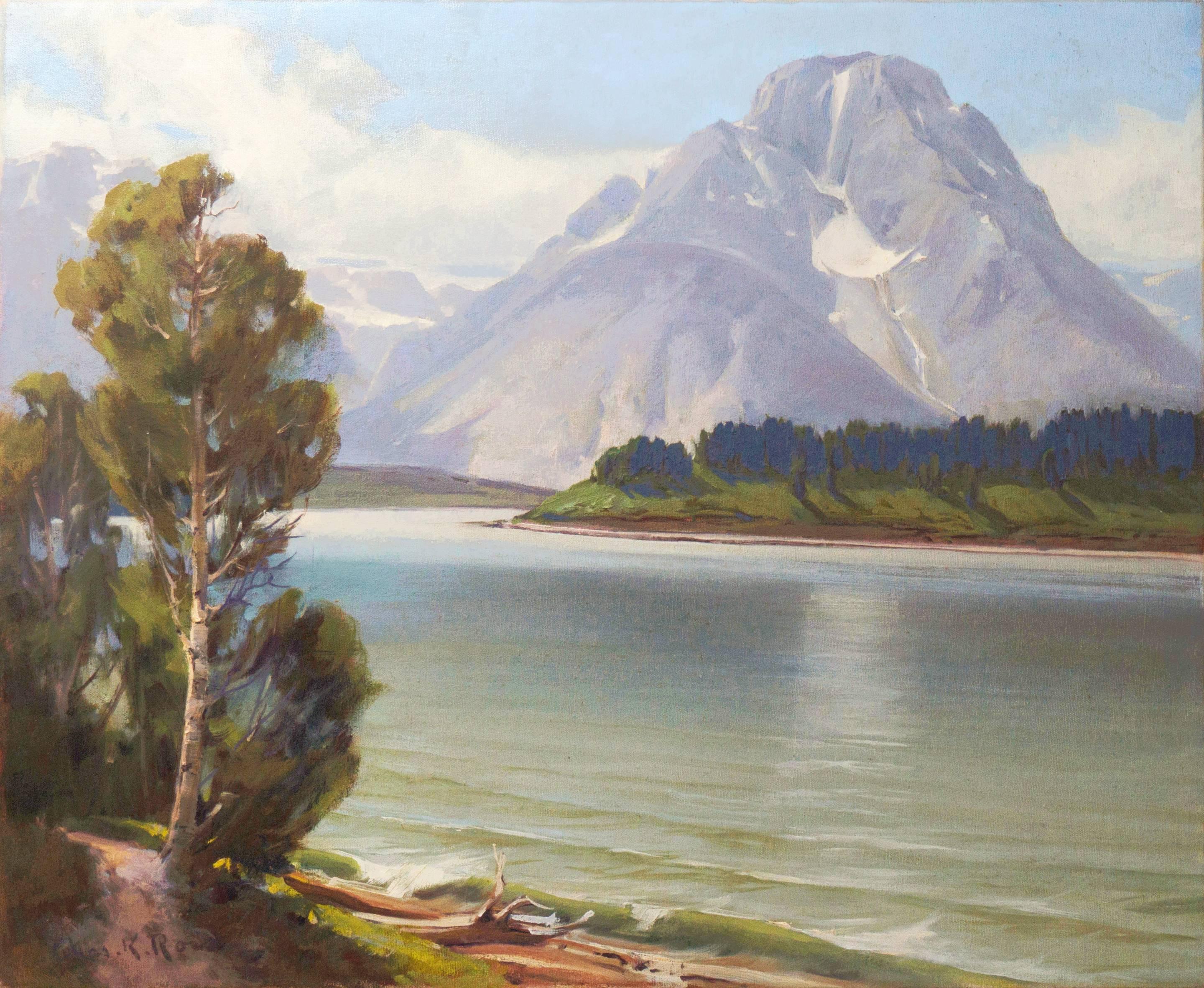 Charles K. Ross Landscape Painting - 'Sunshine in the High Sierras', California Mountain Landscape, Danish American