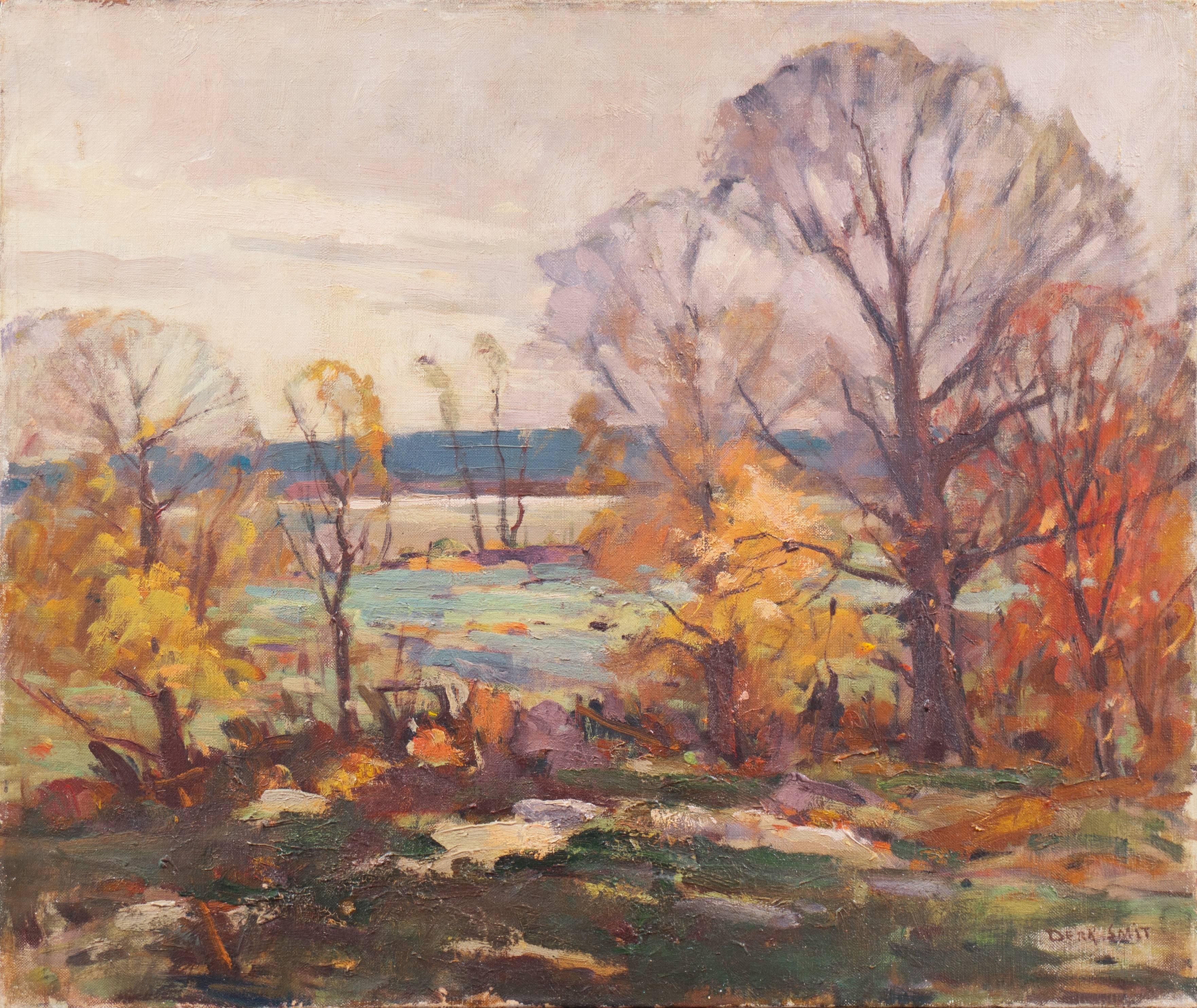 Derk Smit Landscape Painting - 'Fall Landscape, Indiana', AIC, Laguna Beach, Chicago Art Association