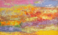 Abstracted Sunset Landscape   (Mid-century, American, Oil, Small)