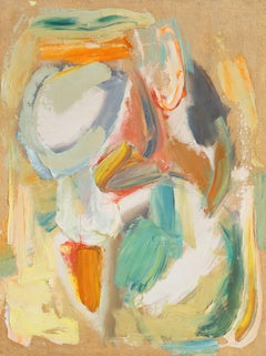 'Abstract in Ochre, Rust and Jade', Mid-century Modernist American Woman Artist