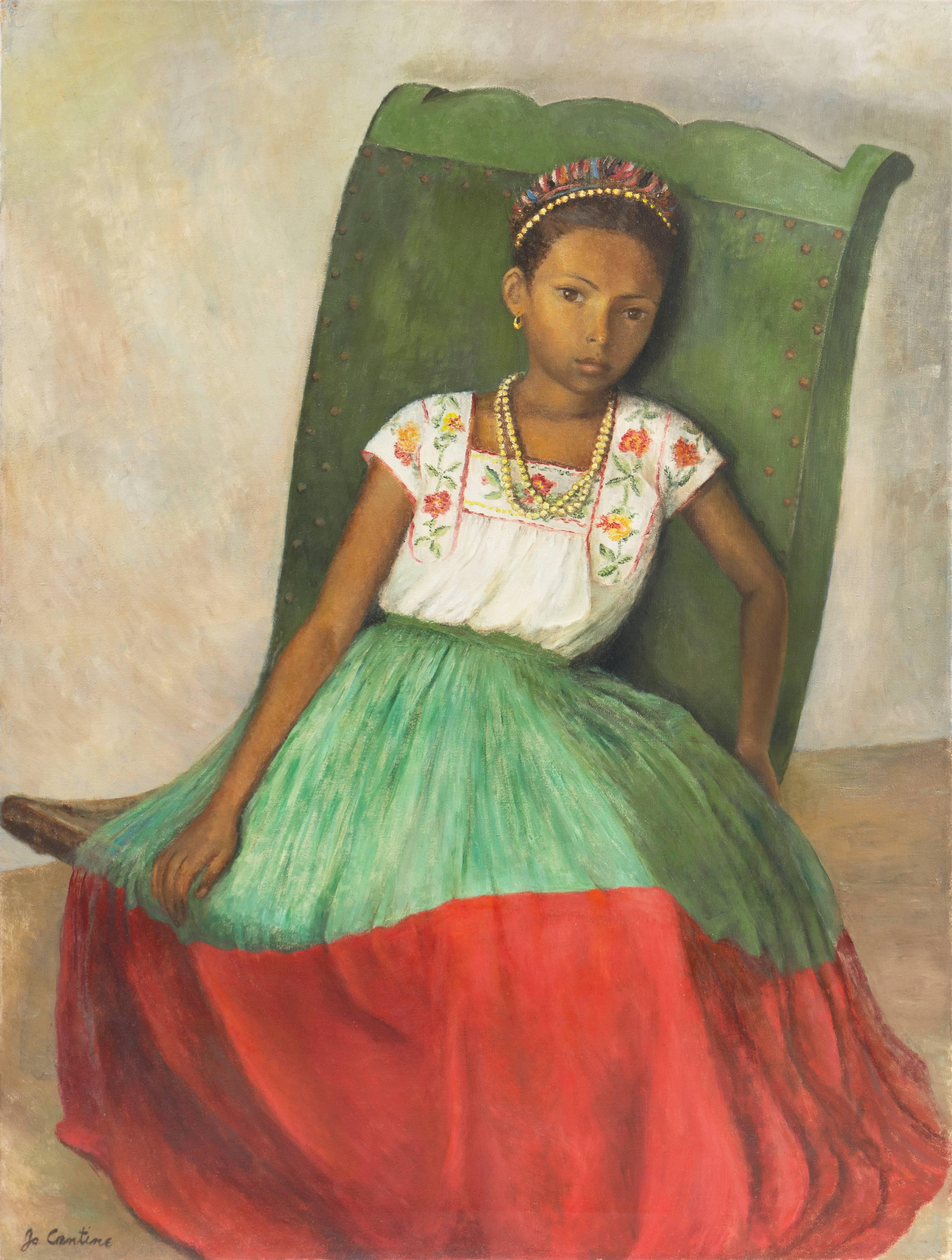 Jo Cantine Portrait Painting - Portrait of a Young Girl