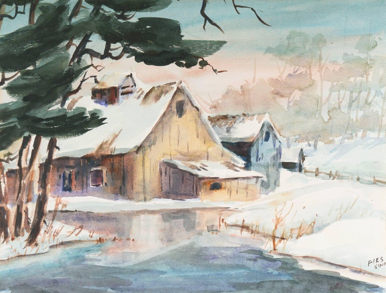 Gladys Louise Bowman Fies A Snow Covered Barn Society Of
