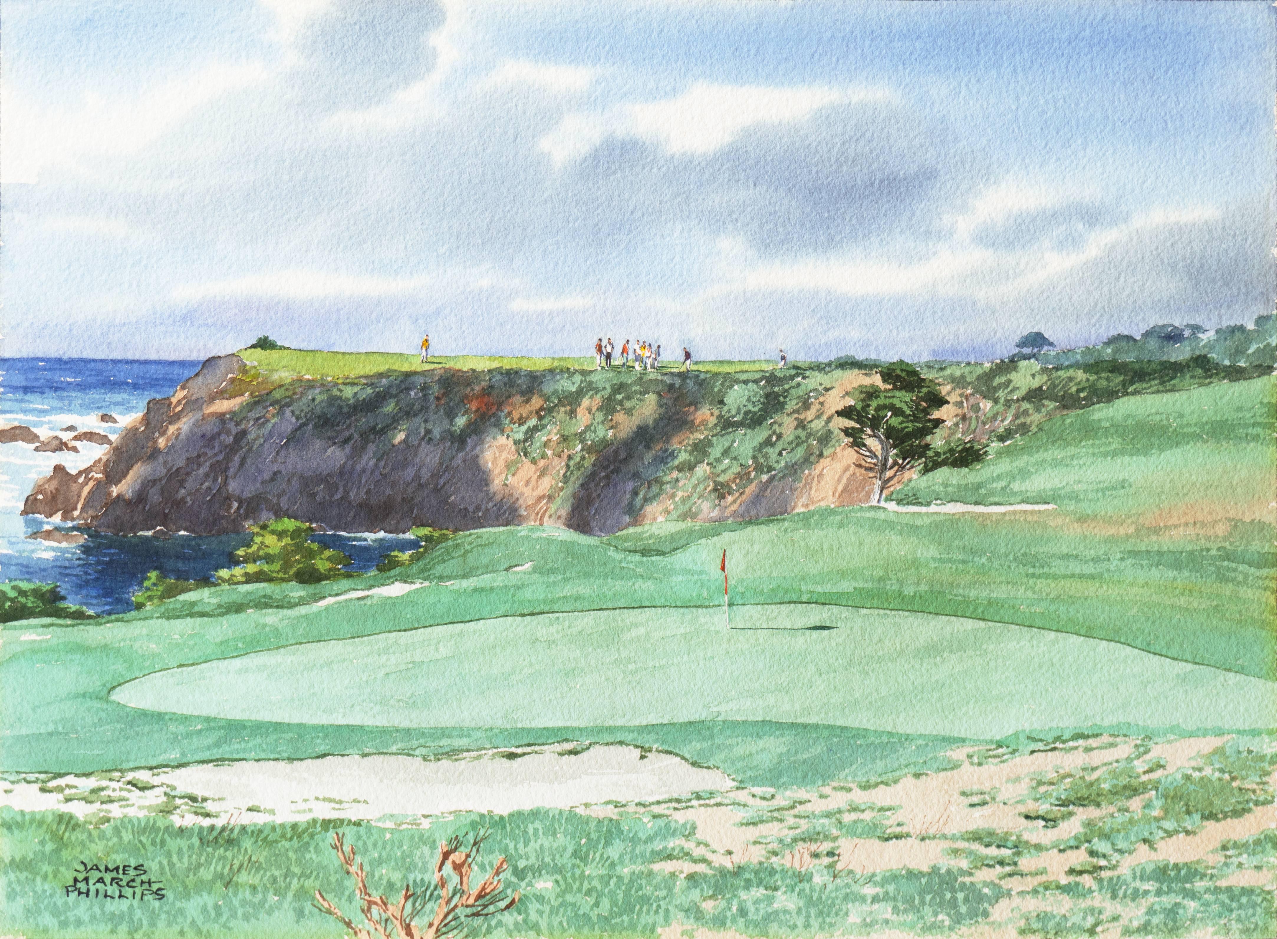 James March Phillips Landscape Art - 'Golf at Pebble Beach', Monterey, California