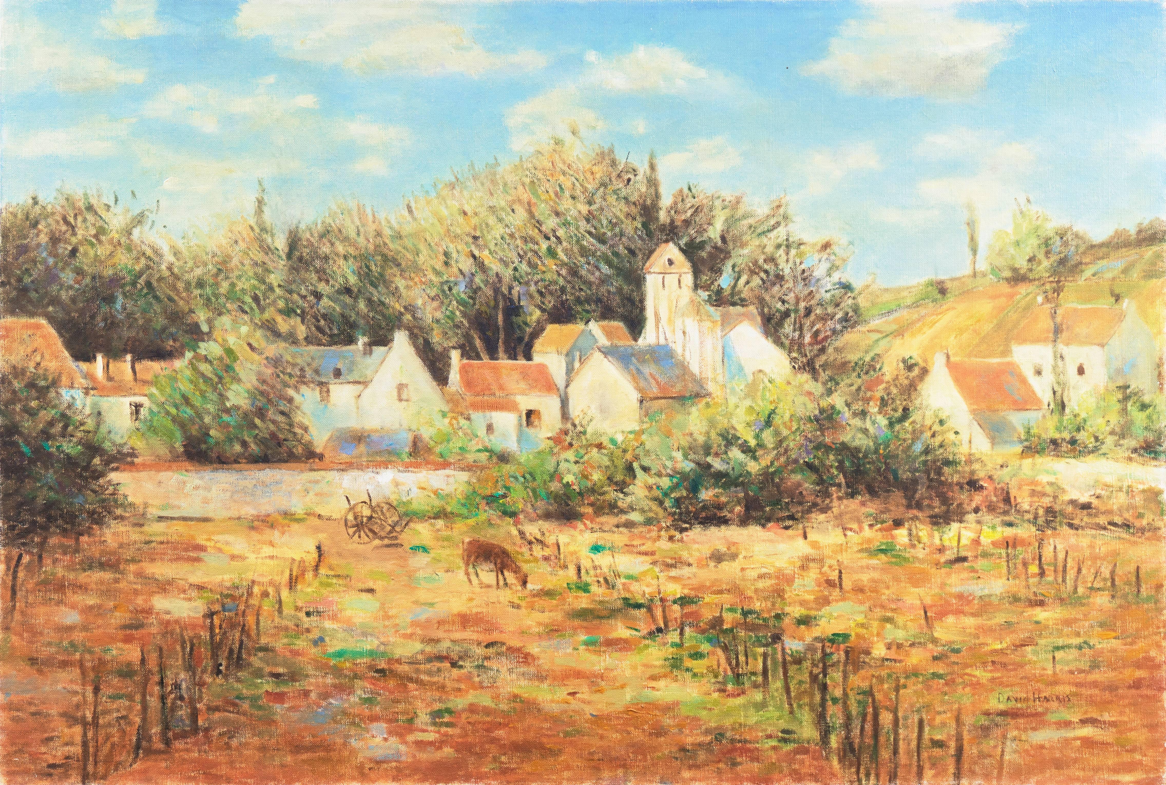 David Harris Landscape Painting - 'Landscape in Provence', Large American Impressionist Oil, California artist
