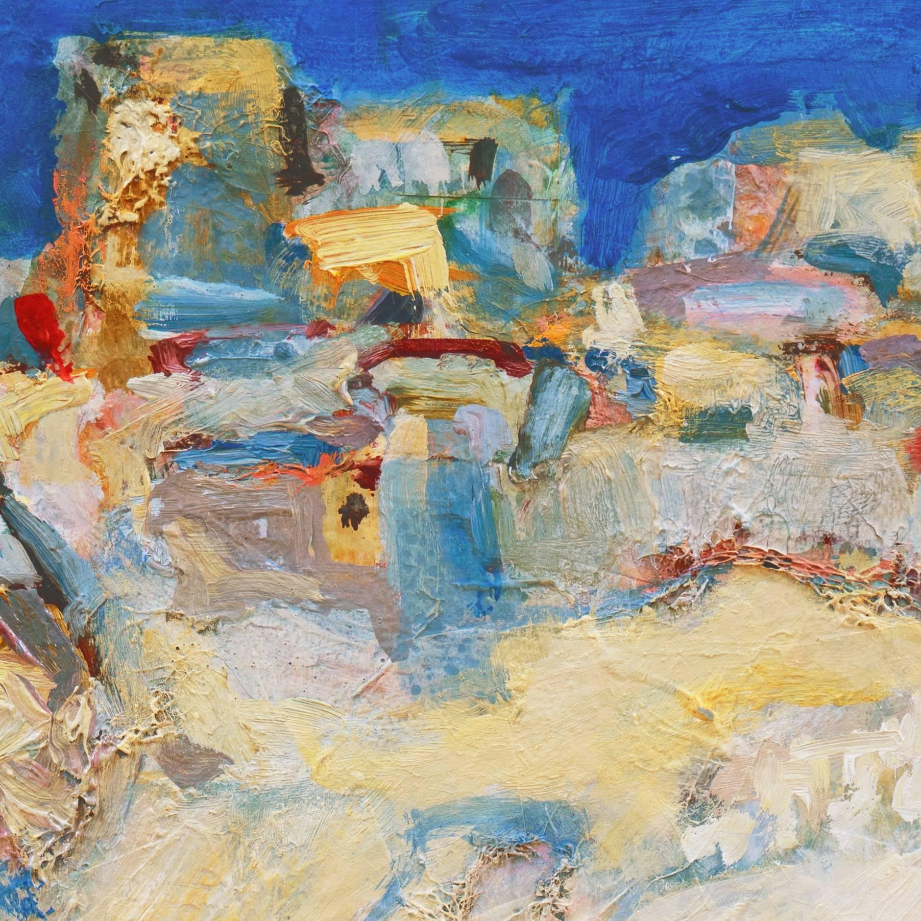'Aegean Blue', Crete, Greece, Post-Impressionist landscape - Beige Landscape Painting by John Loeb