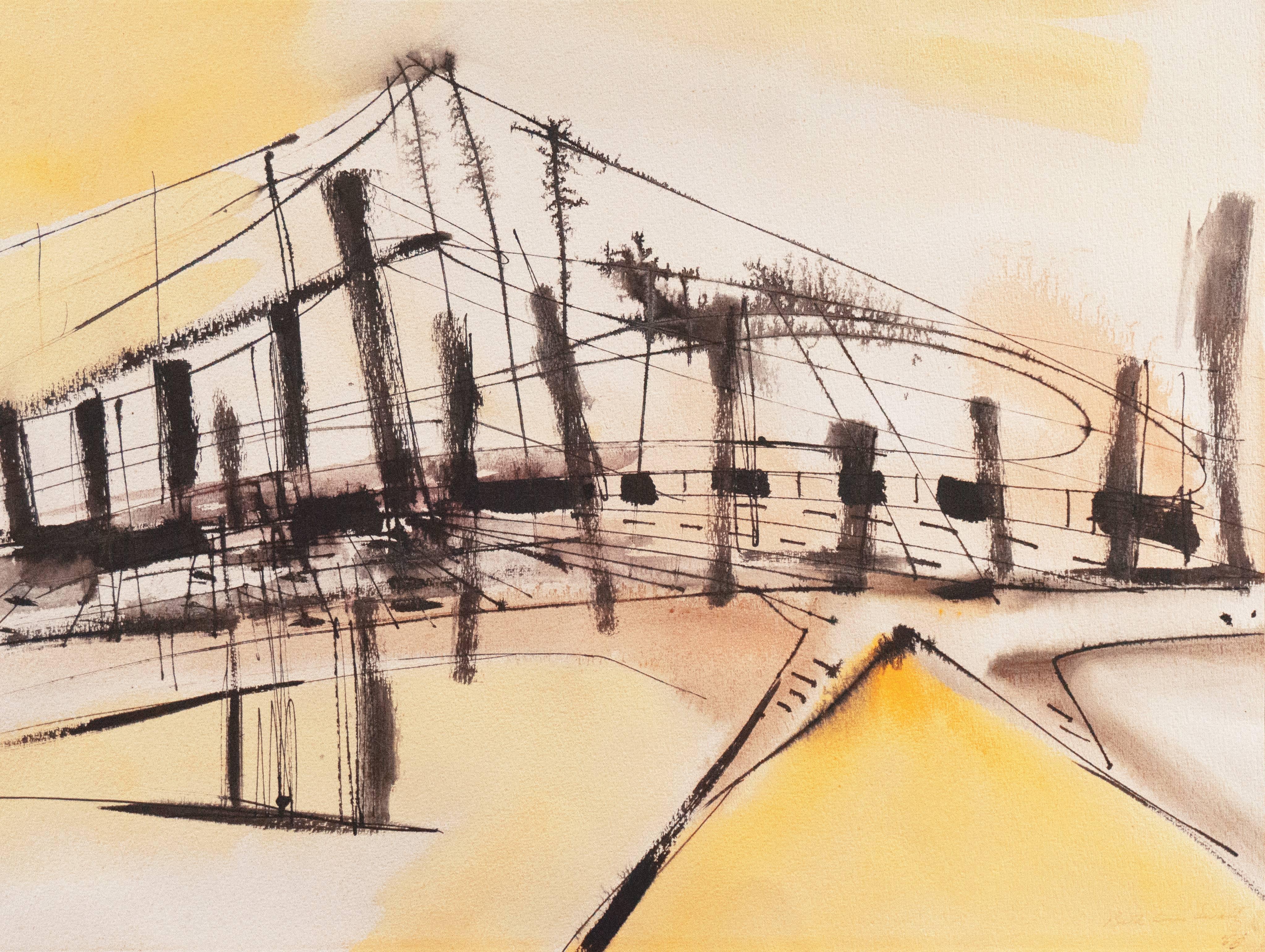 Abstract Drawing Beth Ames Swartz - « Musical Bridge », New York Jewish Museum, ASL, Woman Artist, Smithsonian