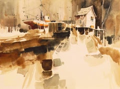 'Fishing Boat in Dry Dock', AWS, CWS Artist, California Tonalist view