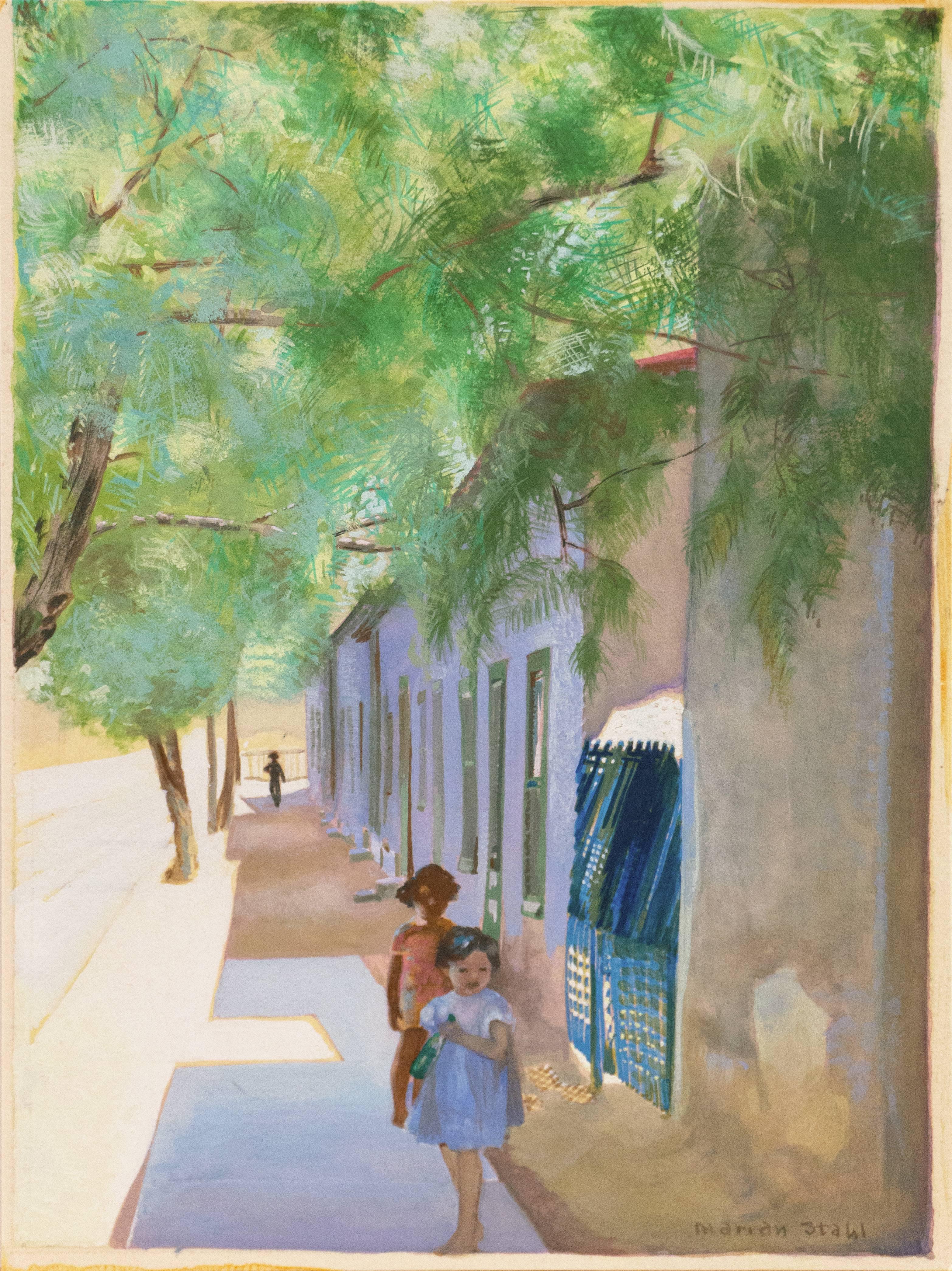 'In the Shade of La Casa Cordova, Tucson', Meyer Street, Arizona - Painting by Marian Stahl