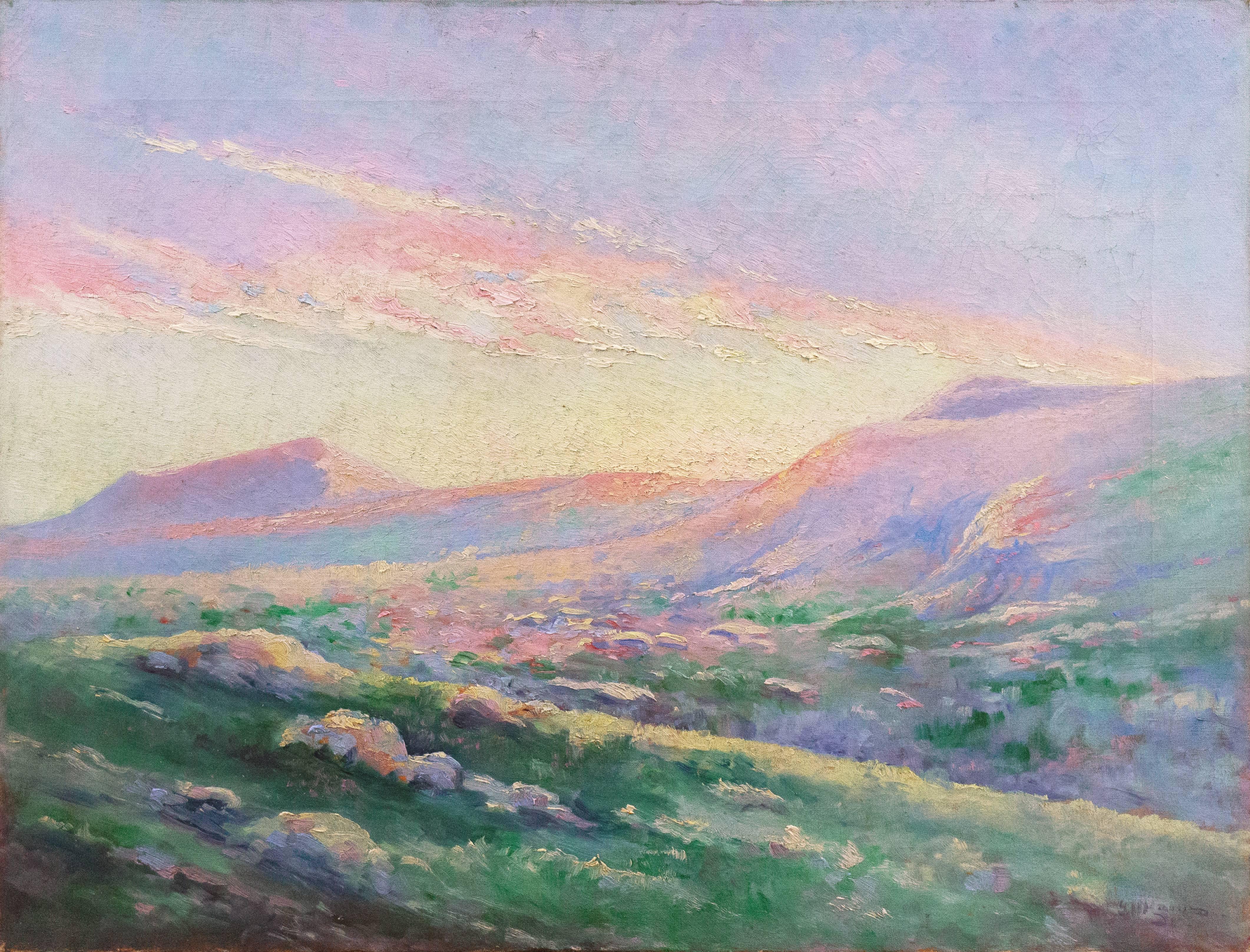 Gustav Malm Landscape Painting - Impressionist Kansas Landscape, 'Along the Smoky Hill River, Wilson, Kansas' SIA