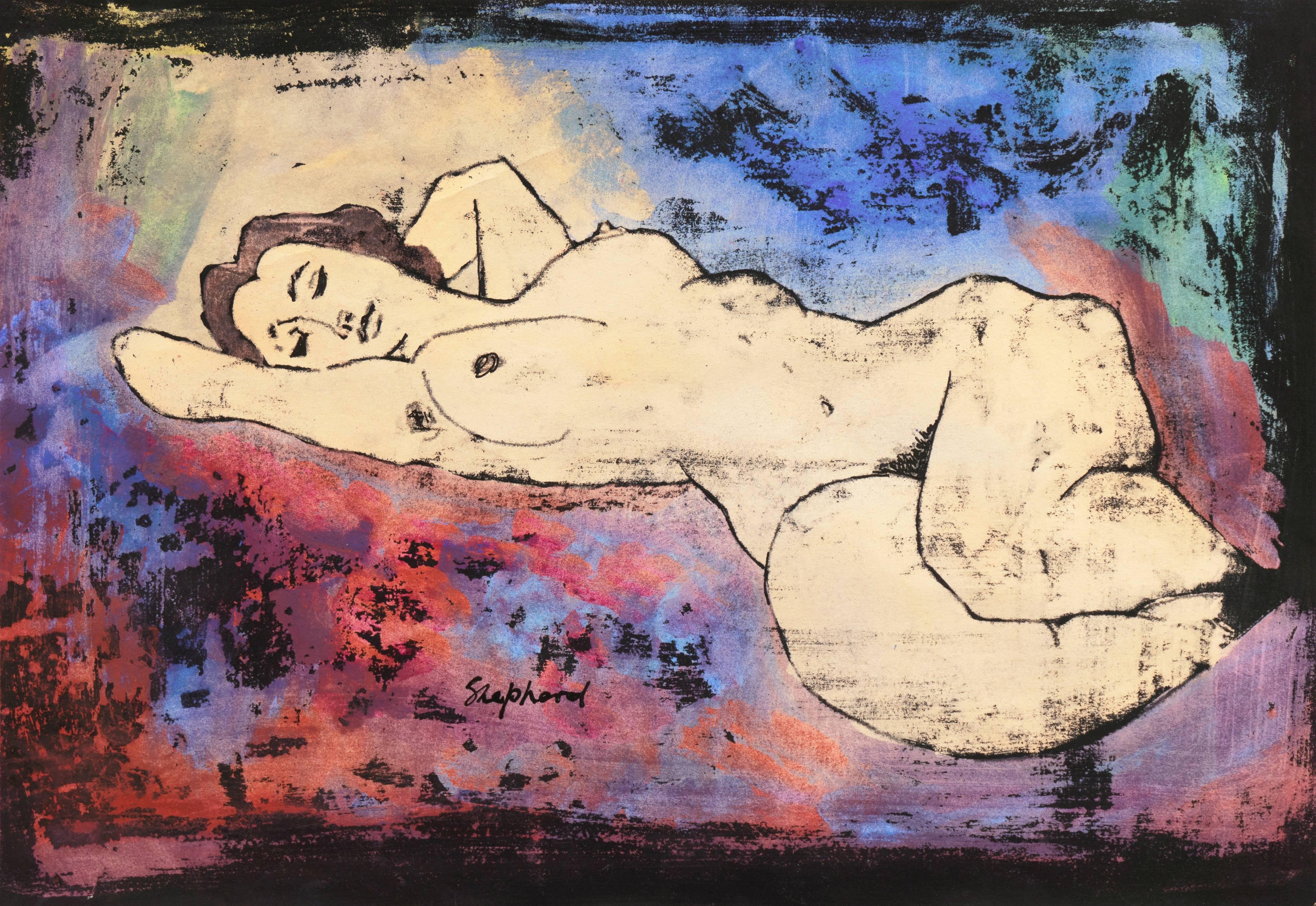 Sydney Horne Shepherd Figurative Art - 'Reclining Nude', Glasgow School of Art, Dundee, Post-Impressionist Figural