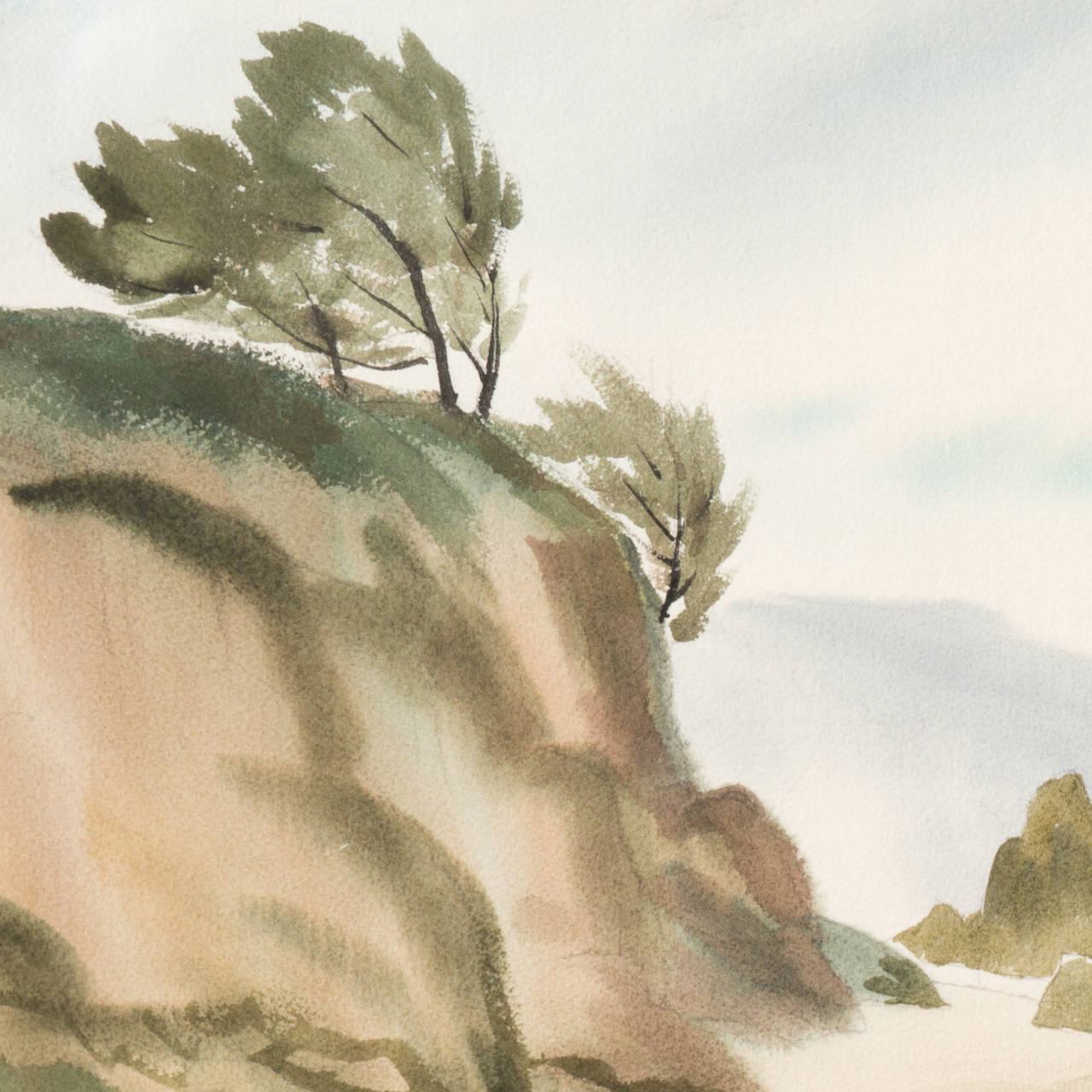'Hidden Cove, Big Sur', California, Society of Western Artists, Who Was Who - Landscape Art Beige di Nat Levy