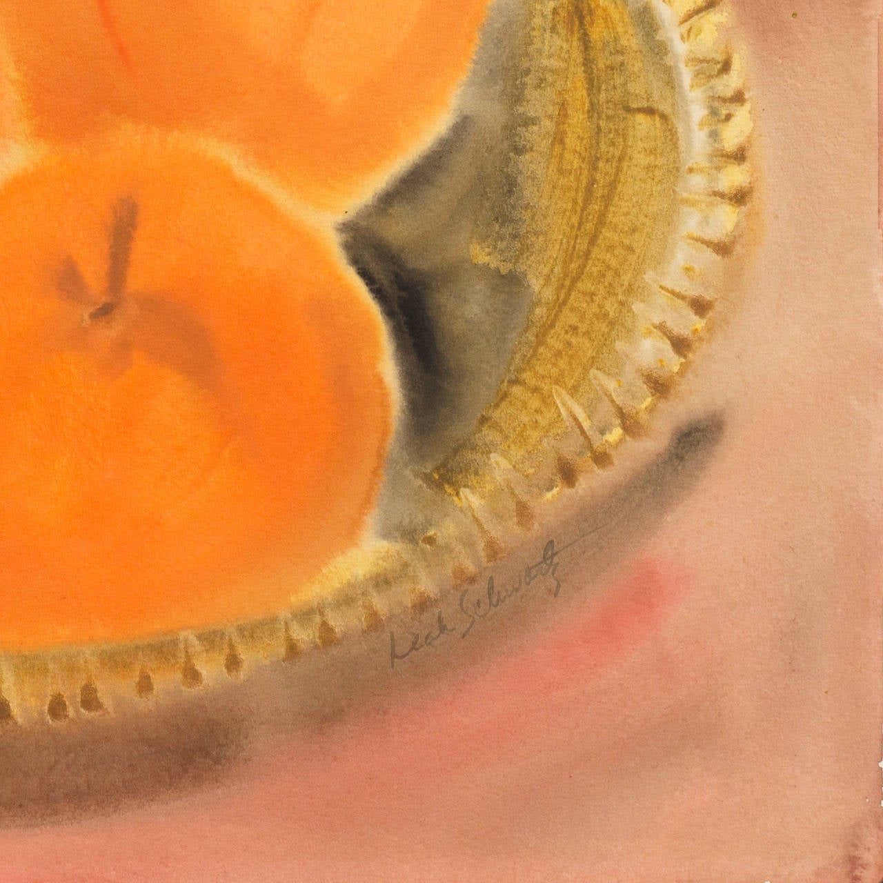 'Melocotones en una cesta tejida', Mujer artista californiana en venta 1