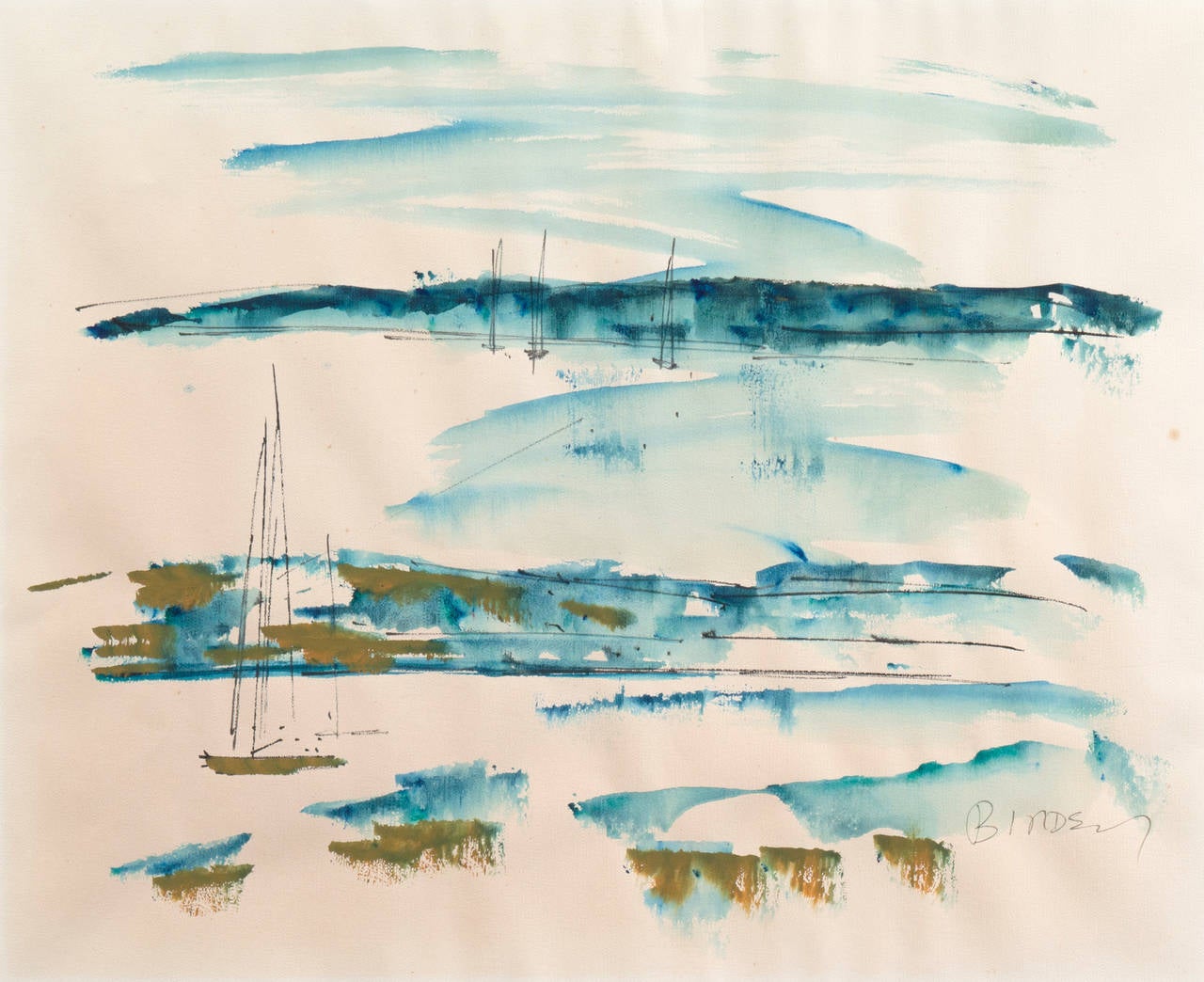 Alfred Birdsey Landscape Painting - Sailing Boats in the Bahamas