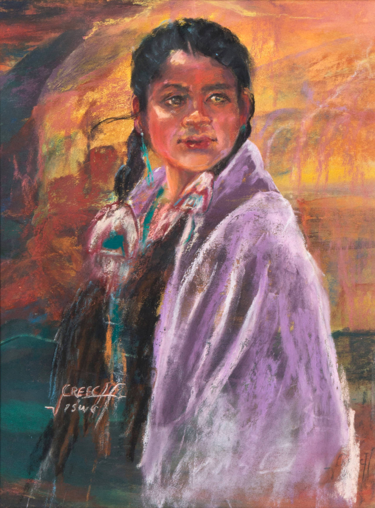 'Portrait of a Young Navajo', Native American, Arizona, California Woman artist