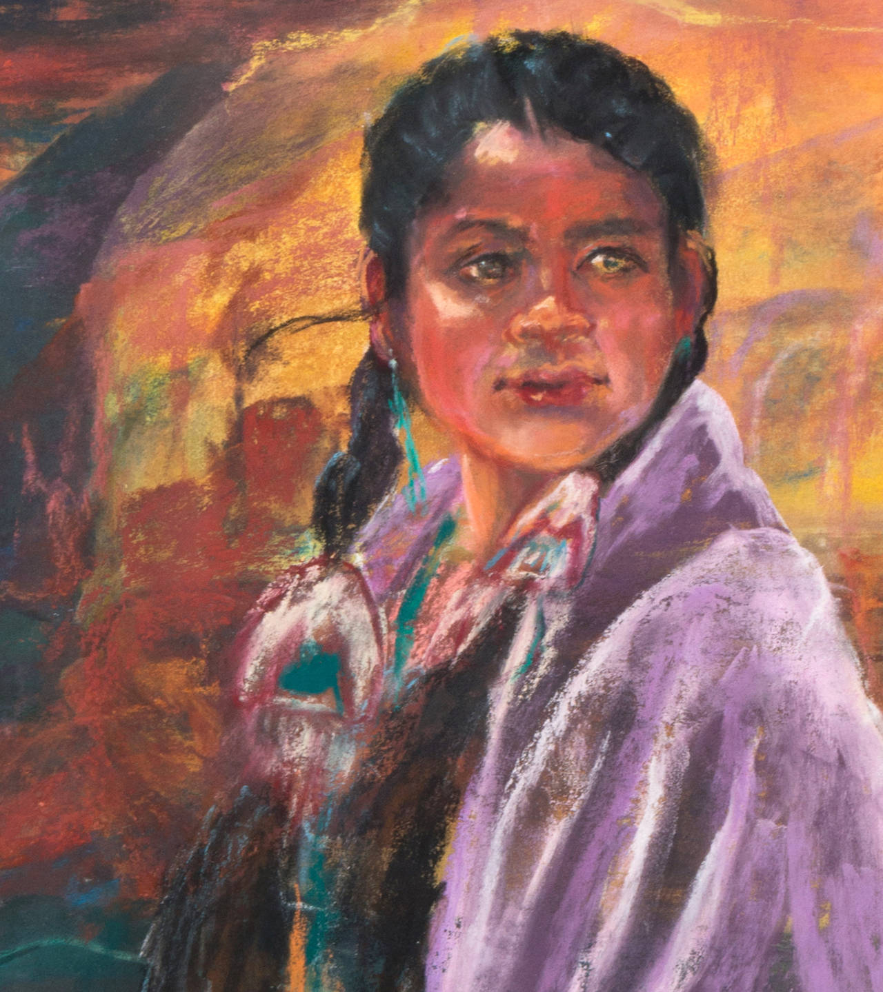 'Portrait of a Young Navajo', Native American, Arizona, California Woman artist For Sale 1