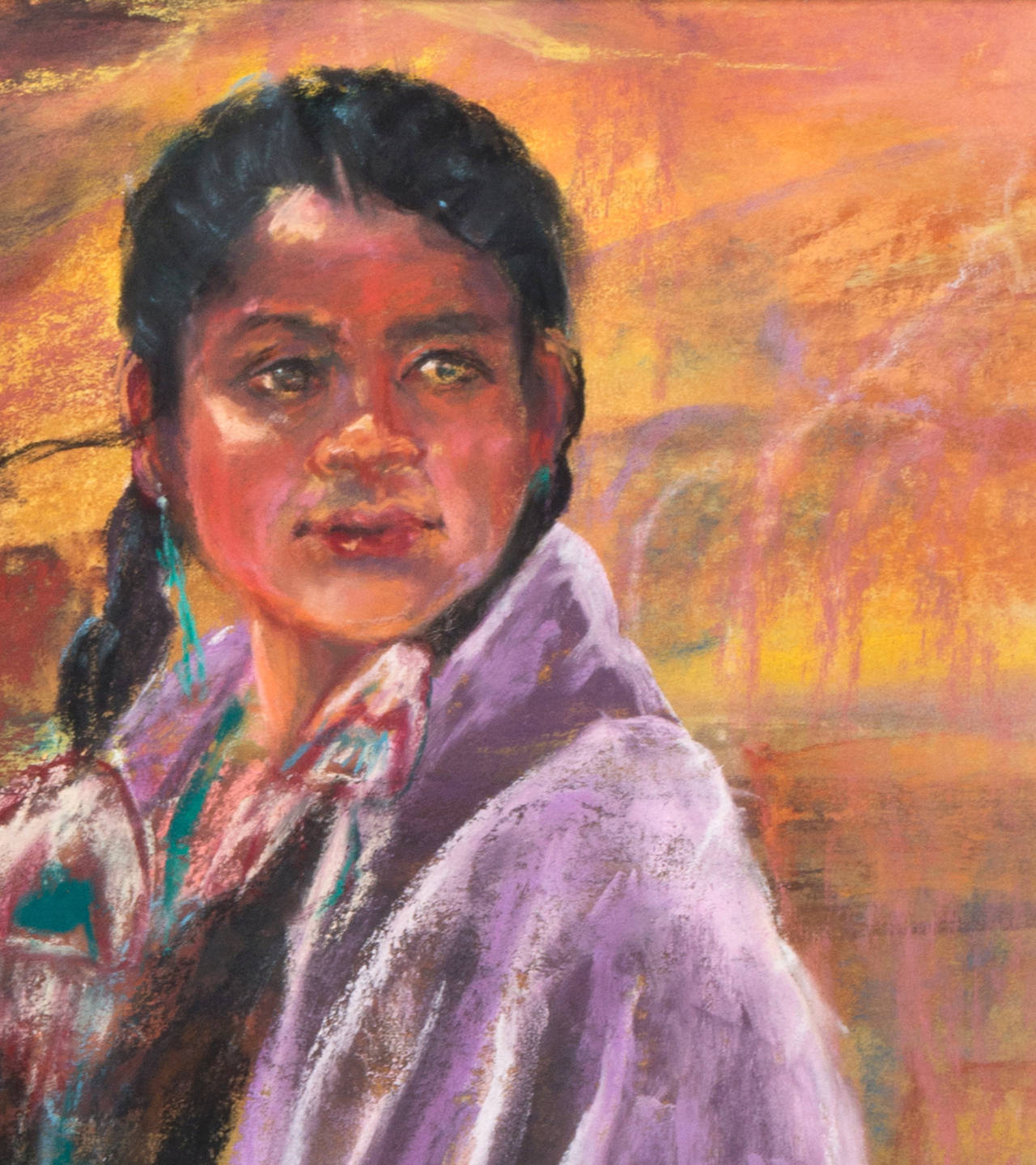 'Portrait of a Young Navajo', Native American, Arizona, California Woman artist - Black Figurative Art by Victoria Creech Stewart