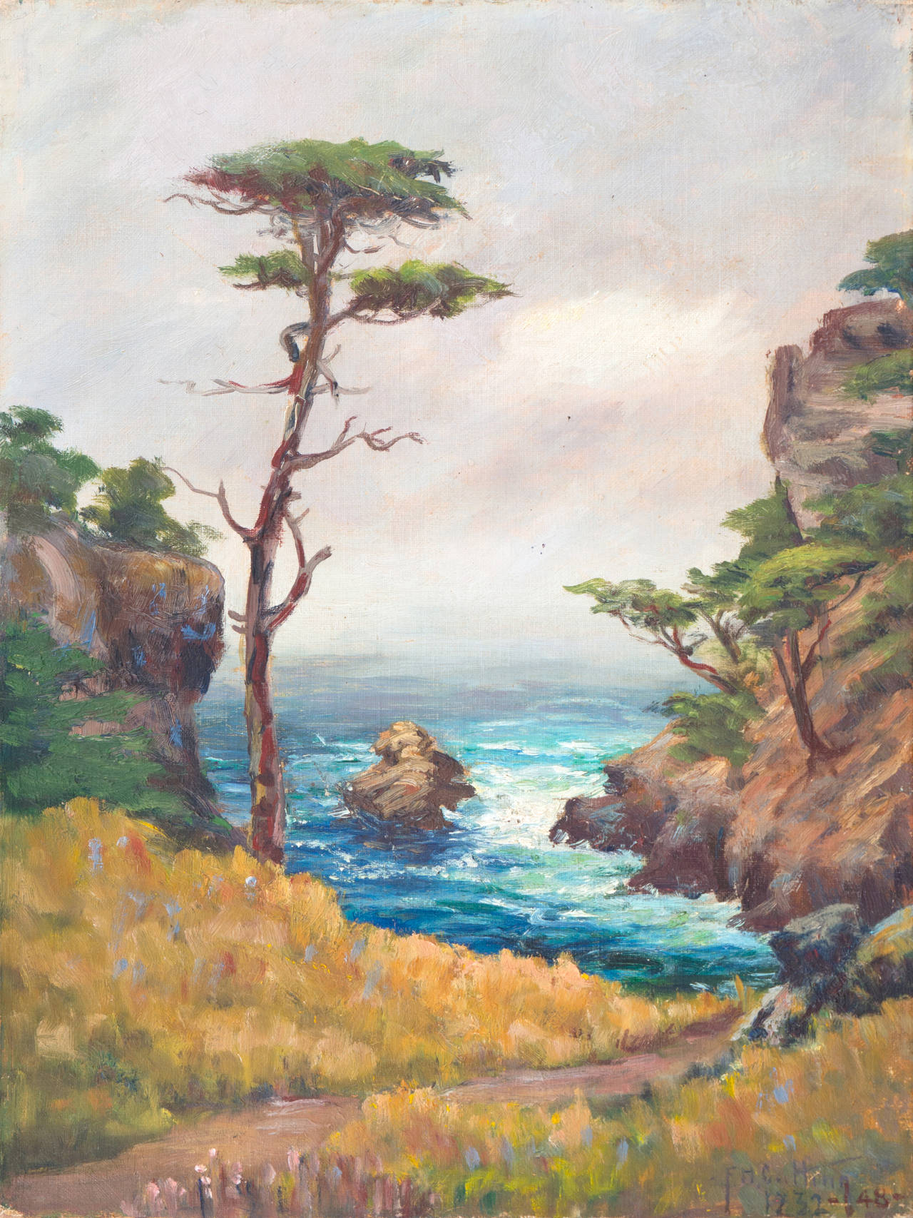 Frank Cutting Landscape Painting - 'Carmel Coast', California Plein Air Impressionist oil, Oakland Museum, Stanford