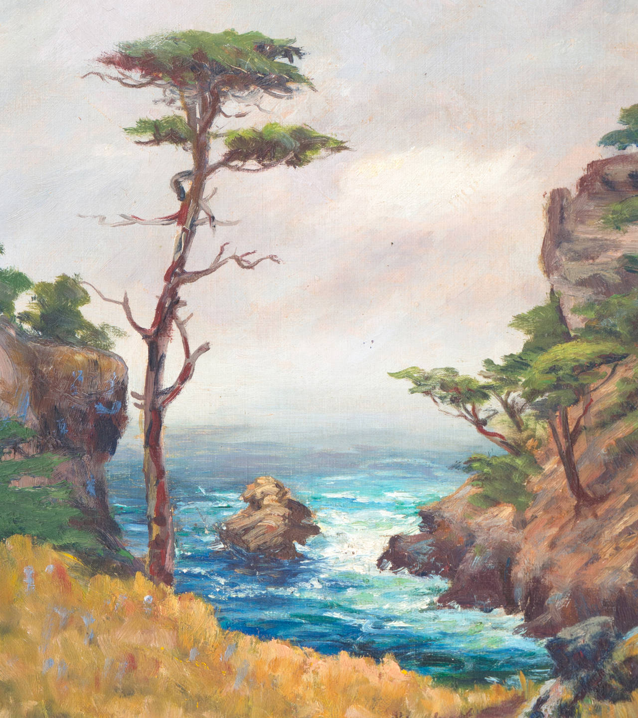 'Carmel Coast', California Plein Air Impressionist oil, Oakland Museum, Stanford - Painting by Frank Cutting