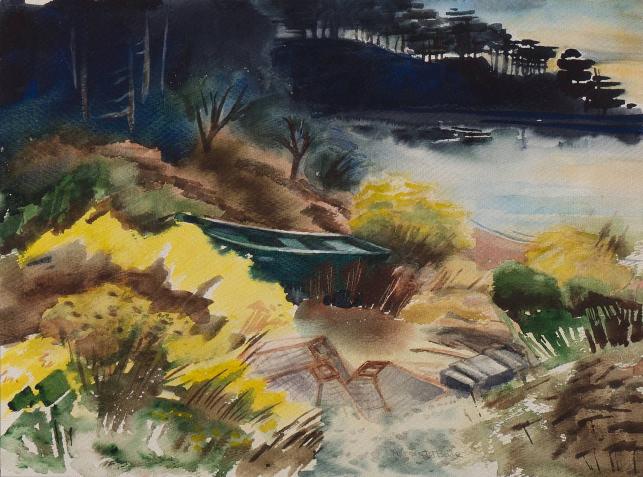 Margaret Griebenow Bode Landscape Painting - 'Evening on the Coast', California Watercolor Society