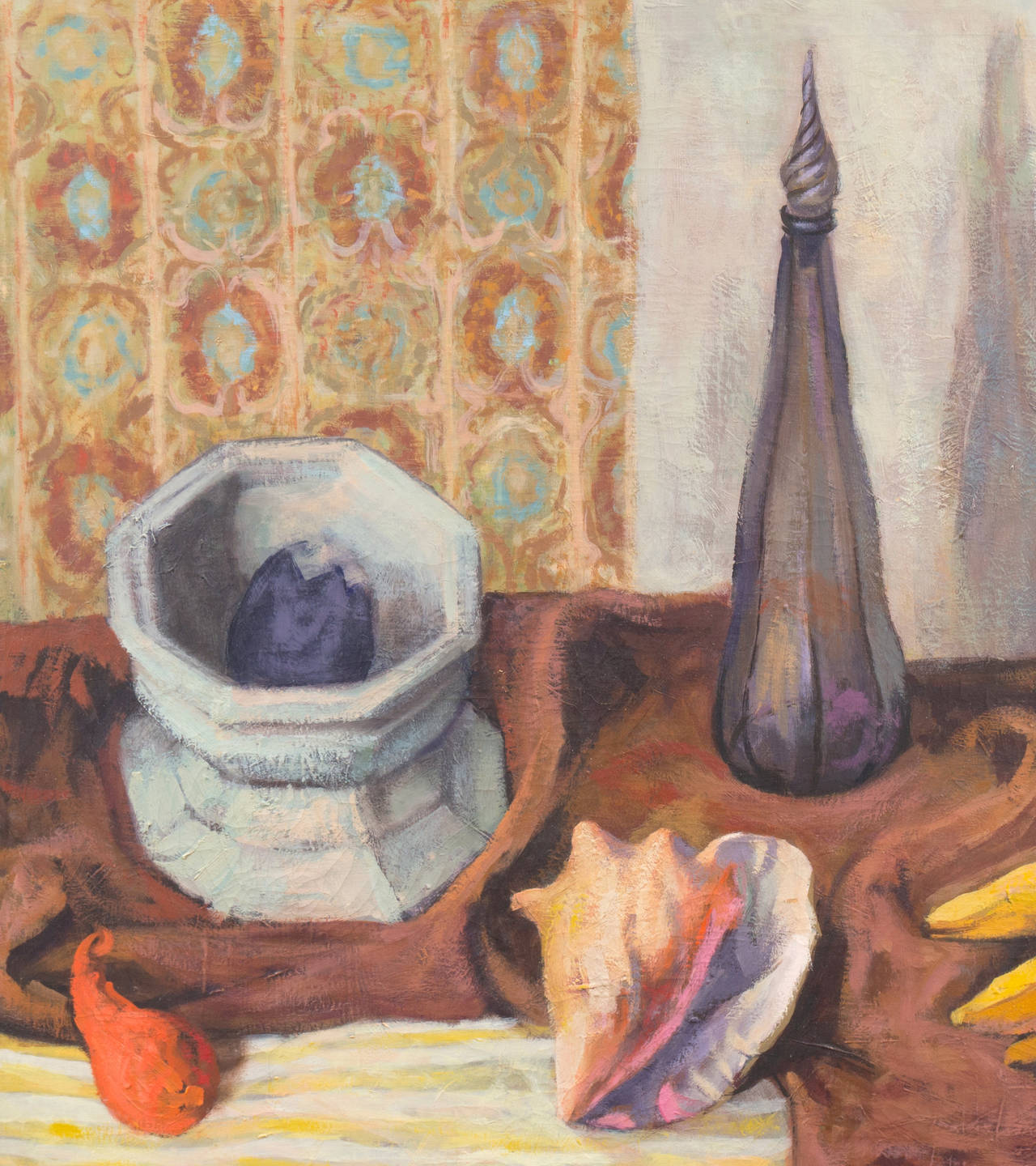 'Still Life with Conch Shell', Large Mid-Century American Post Impressionist Oil - Painting by Callanan