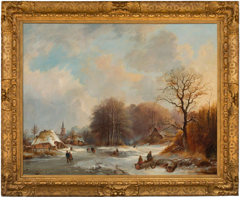 Edward F. D. Pritchard Figurative Painting - Dutch Winter Landscape