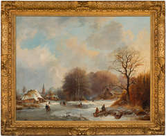 Antique Dutch Winter Landscape