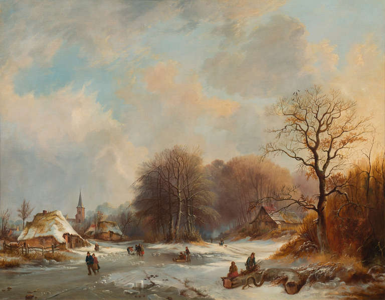 Dutch Winter Landscape - Painting by Edward F. D. Pritchard
