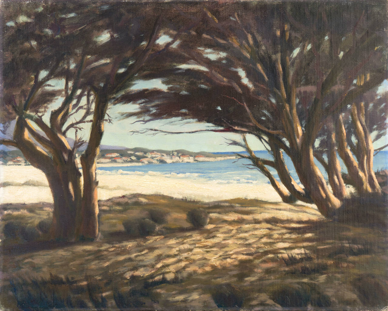 'View of the Pacific at Carmel', American Impressionist, Plein Air, California - Painting by S. P. Danno