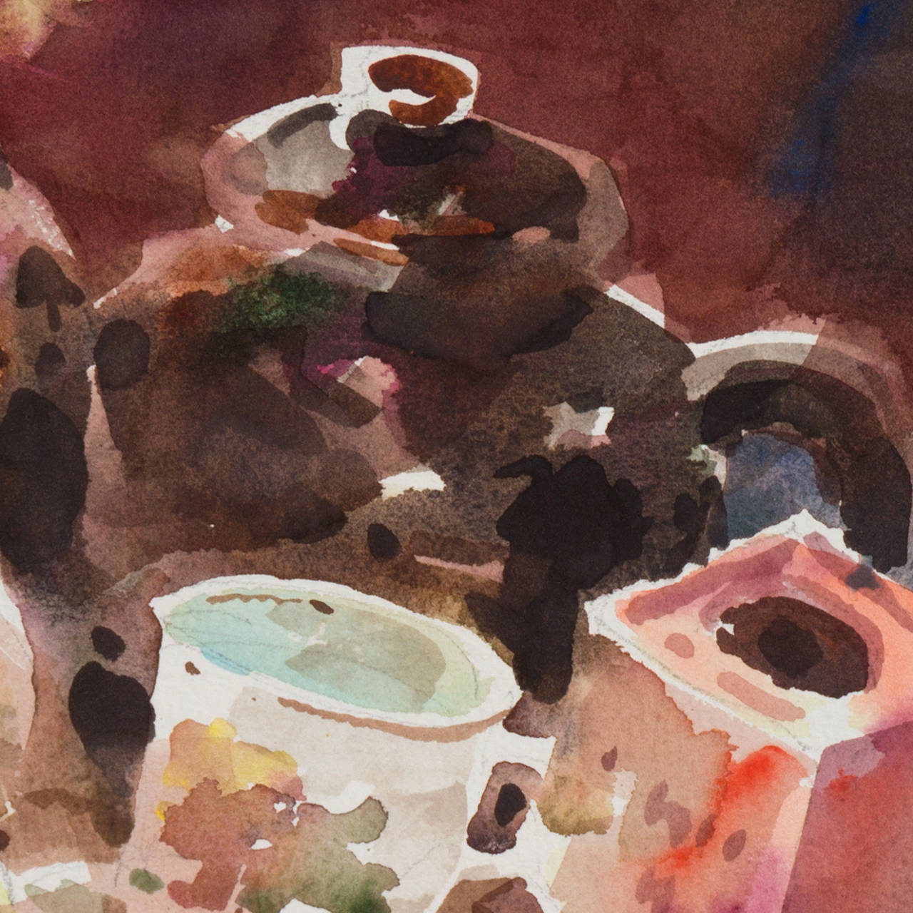 'Still Life with Teapot', National Watercolor Society President, Pasadena Artist - Painting by Chris Van Winkle