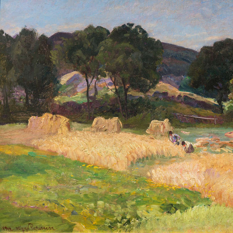Harvest Landscape - Impressionist Painting by Viggo Christien Frederik Vilhelm Pedersen