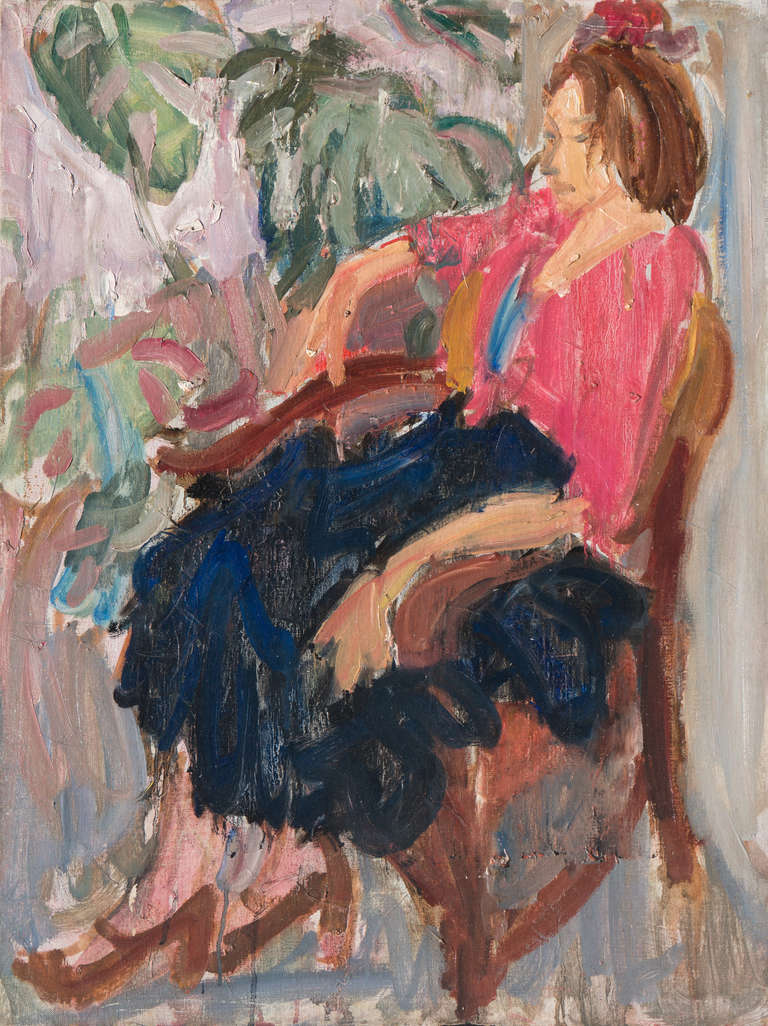 Victor Di Gesu Figurative Painting - 'Woman Seated', California Post-Impressionist, Louvre, LACMA, Académie Chaumière