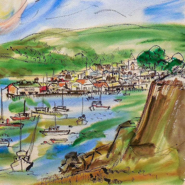 „Northern California Harbor“, Marin, San Francisco, Kalifornien, Künstlerin – Art von Grace Abbett