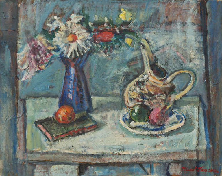 Karl Larsen Still-Life Painting - Still Life with Flowers and Fruit