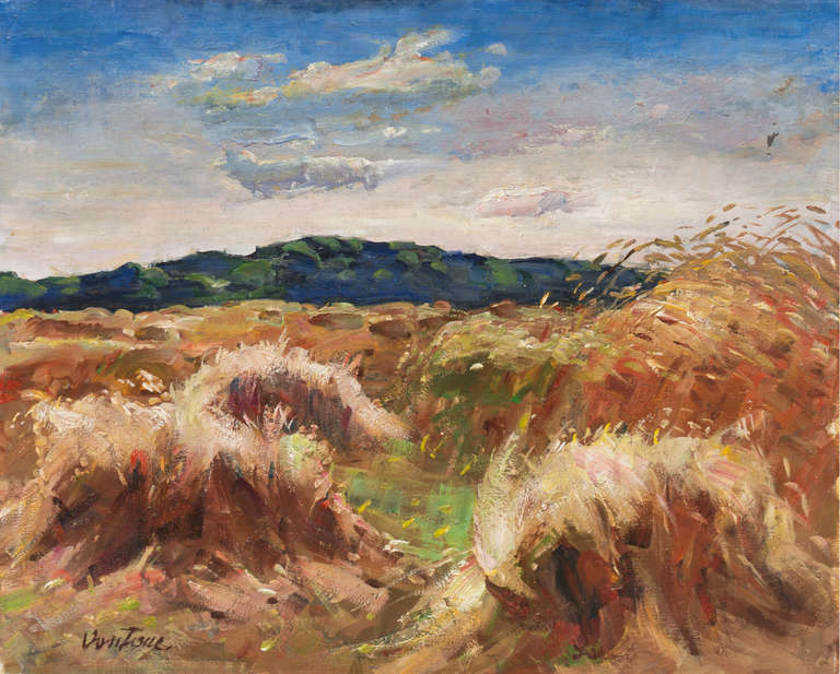 Mogens Erik Christien Vantore Landscape Painting - Wheat Fields at Harvest Time