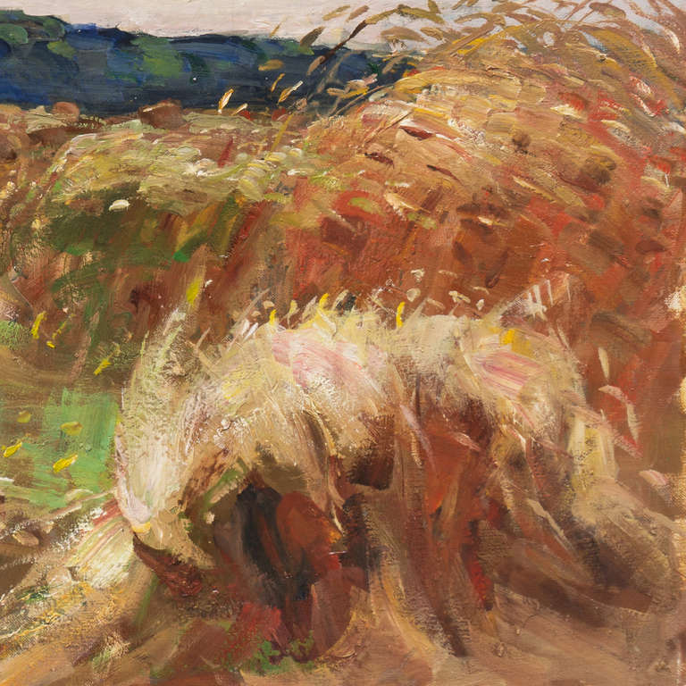 Wheat Fields at Harvest Time - Post-Impressionist Painting by Mogens Erik Christien Vantore