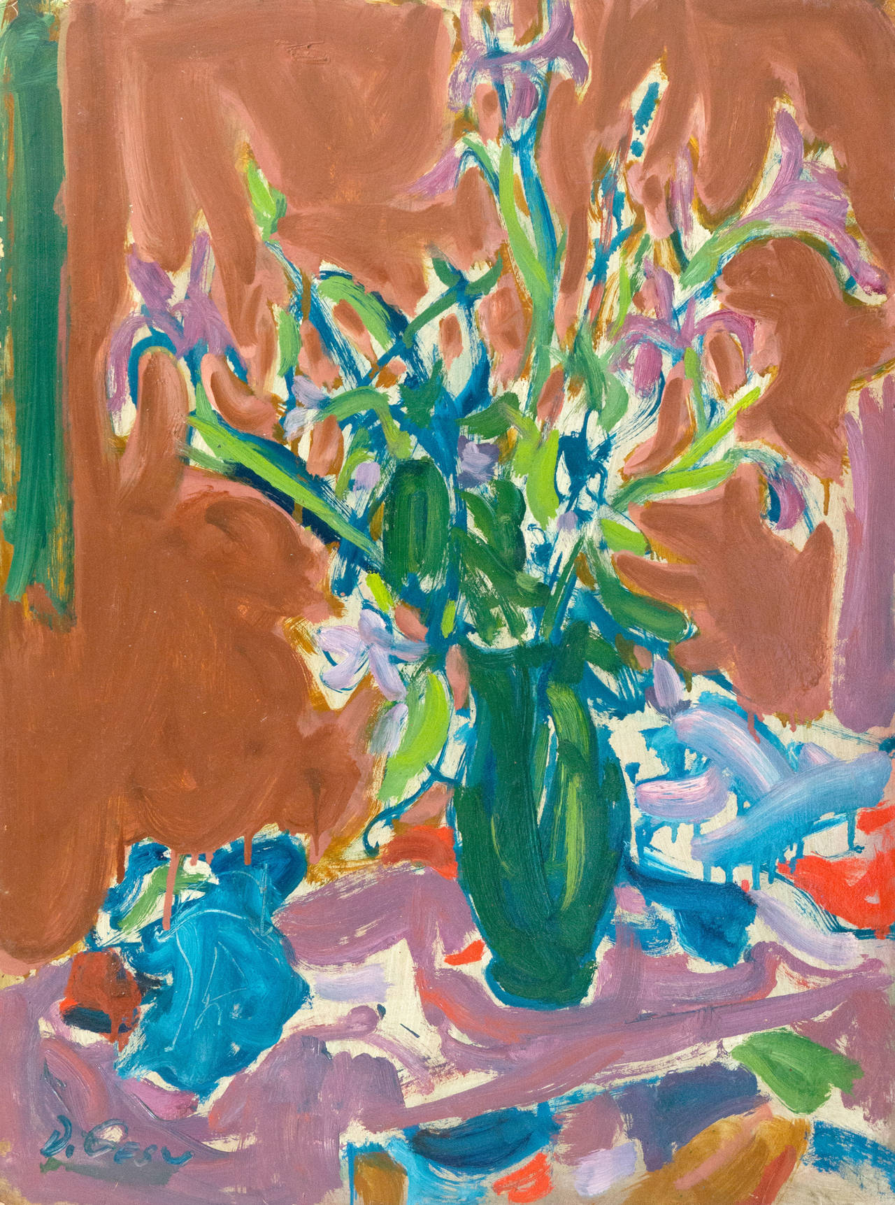 Victor Di Gesu Interior Painting - California Post-Impressionist 'Irises', Louvre, LACMA, SFAA, Académie Chaumière
