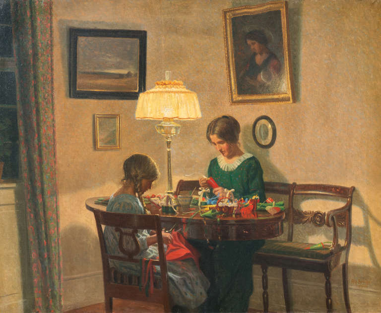 Figurative Painting Karl Harald Alfred Broge - Eve de Noël