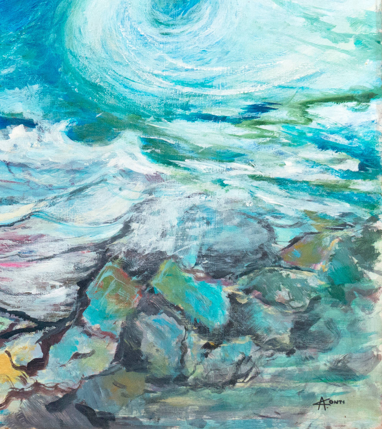 'Waves off the Coast', Monterey, California, Large Modernist Seascape - Expressionist Painting by Alberto Conti