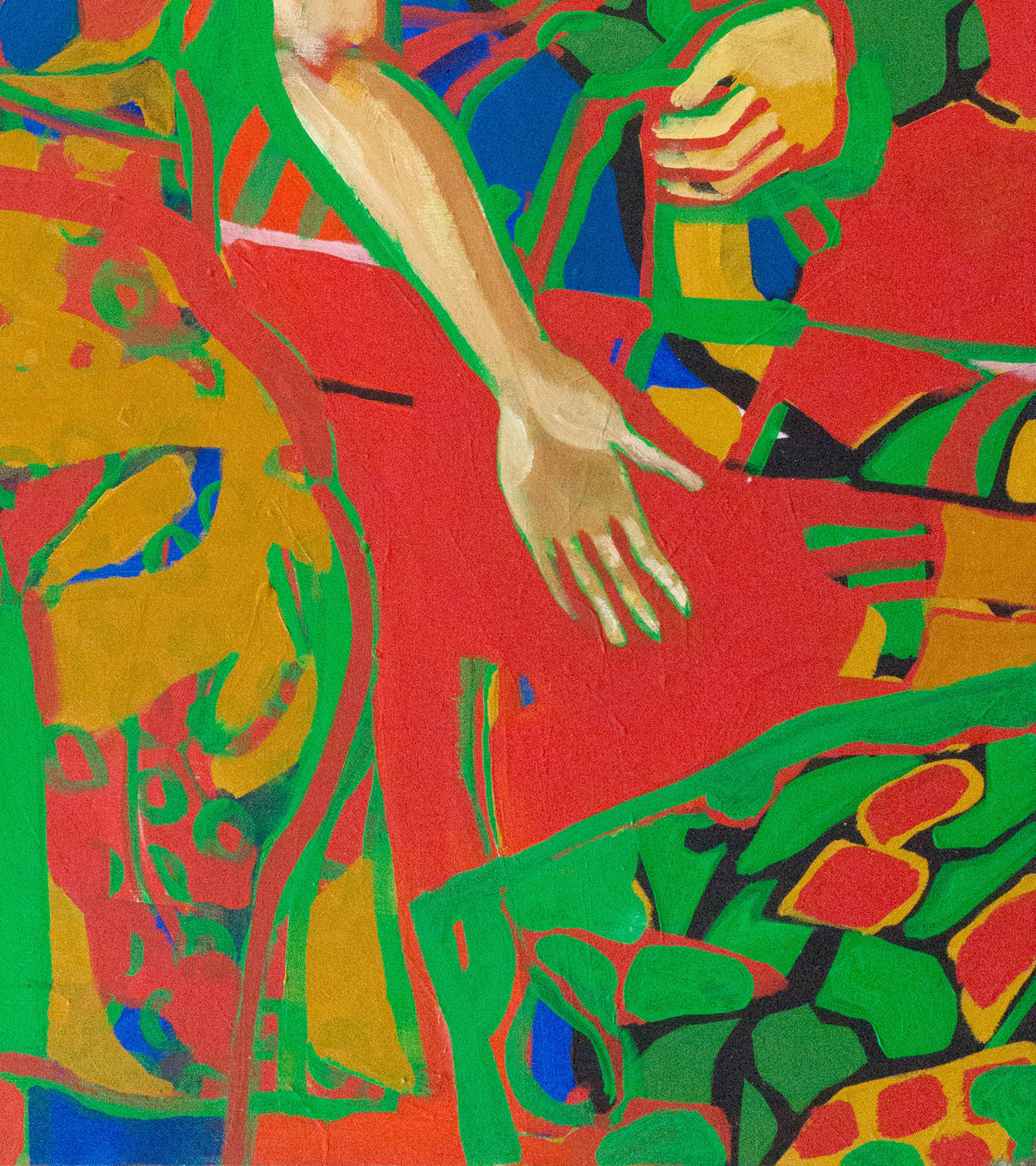 Large, Fauve Figural with a Woman Reading; San Francisco Bay Area Artist - Green Figurative Painting by Guido Augusts