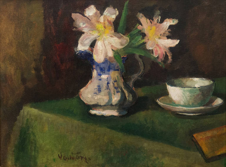 Mogens Erik Christien Vantore Still-Life Painting - Lilies in a Faïence Jug