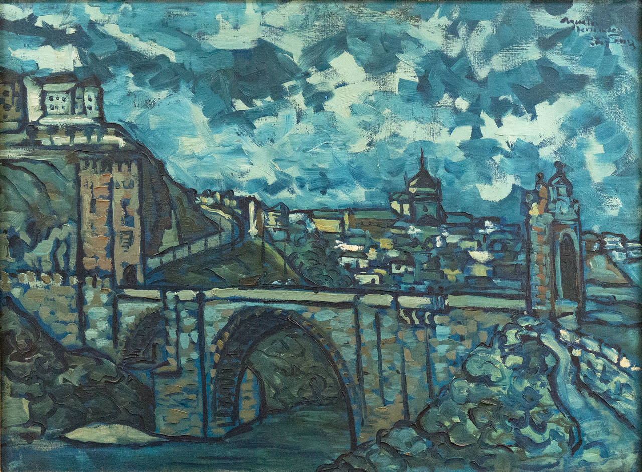 'The Bridge at St. Ursanne, Switzerland', Ecole des Beaux-Arts, Paris, Berlin - Painting by Jean Krille