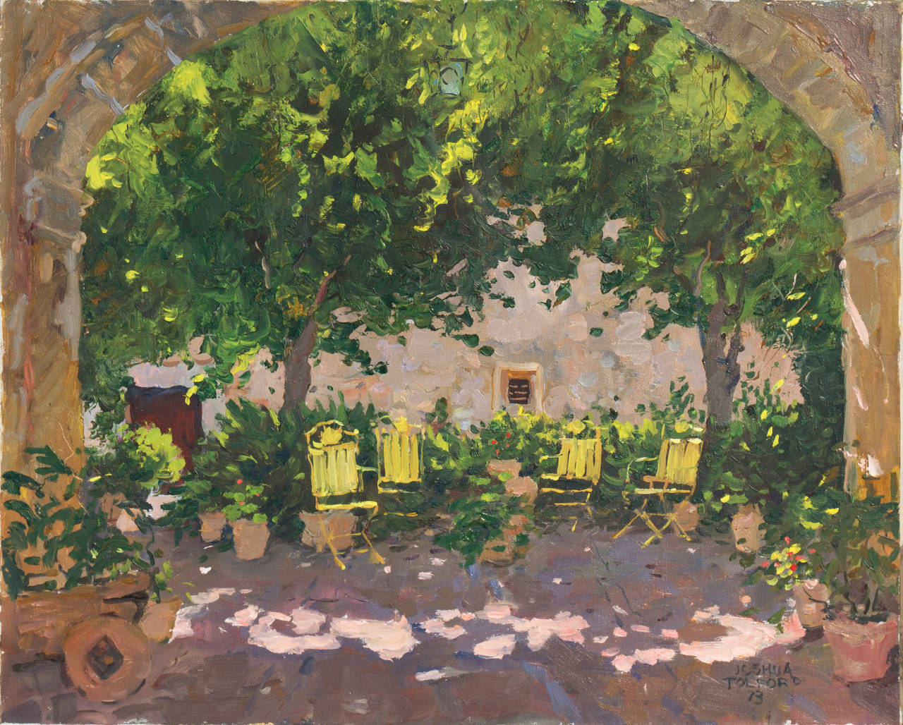 Joshua Tolford Landscape Painting - Courtyard in Tuscany