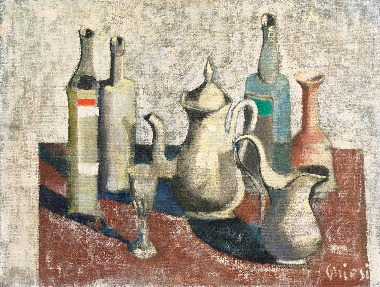 'Still Life, Carafe and Coffeepot', Italian Modernist style of Giorgio Morandi