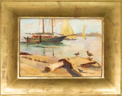 Vintage 'Harbor Mist', Pasadena Art Museum, California, Post-Impressionist oil