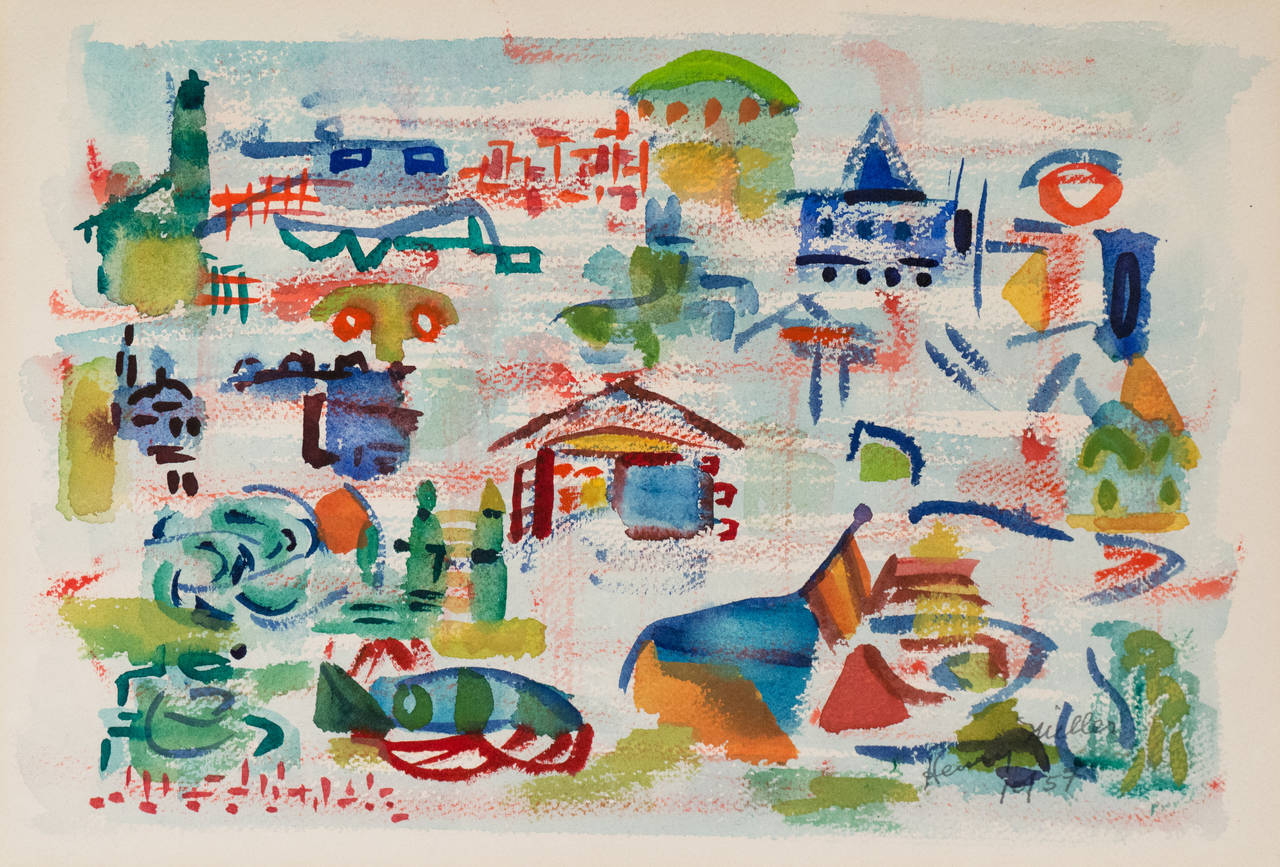 Abstracted Townscape - Painting by Henry Miller