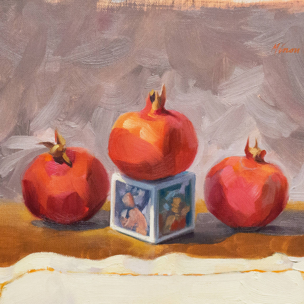 'Still Life with Pomegranates', California woman artist, Carmel Art Association - Painting by Carole Minou